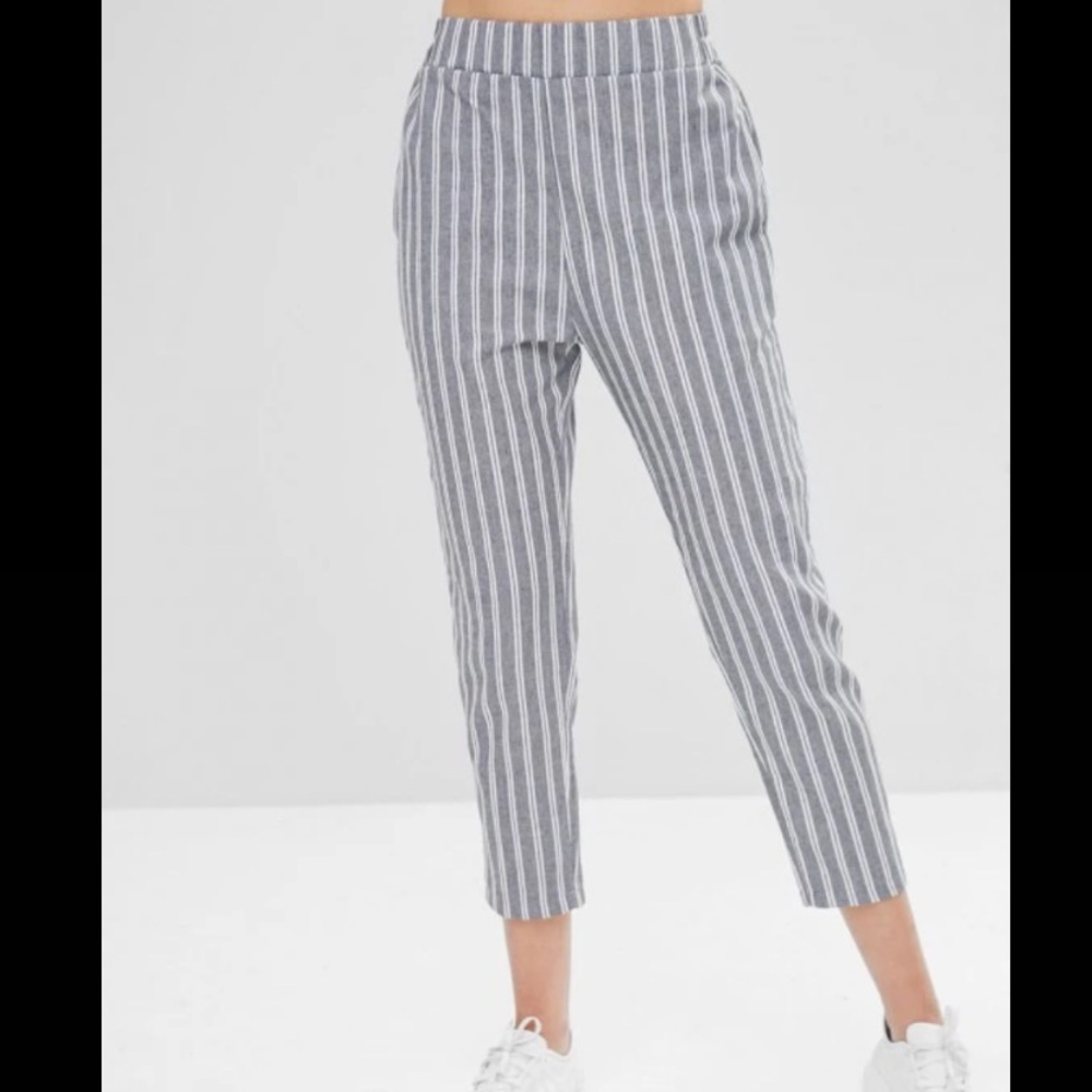 Striped straight high waisted pants